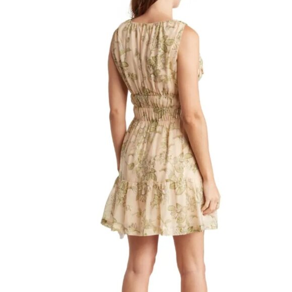 NWT MON RENN Wildflower Tie Front Cutout Mini Dress - Picture 3 of 10